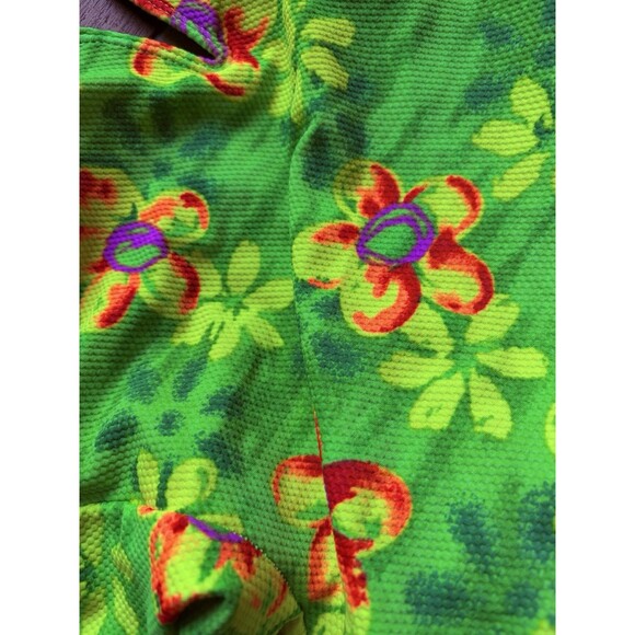 VTG 90s La Blanca Sz 10 Swimsuit Floral 1 Piece Plunge Front Low Back High Cut - Picture 7 of 7